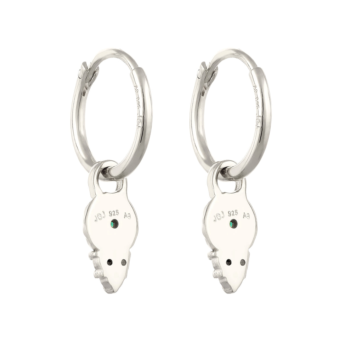 Silber - Elli PREMIUM | Creolen | Synthetischer Smaragd & Zirkonia (Grün & Weiß) | 925 Sterling Silber