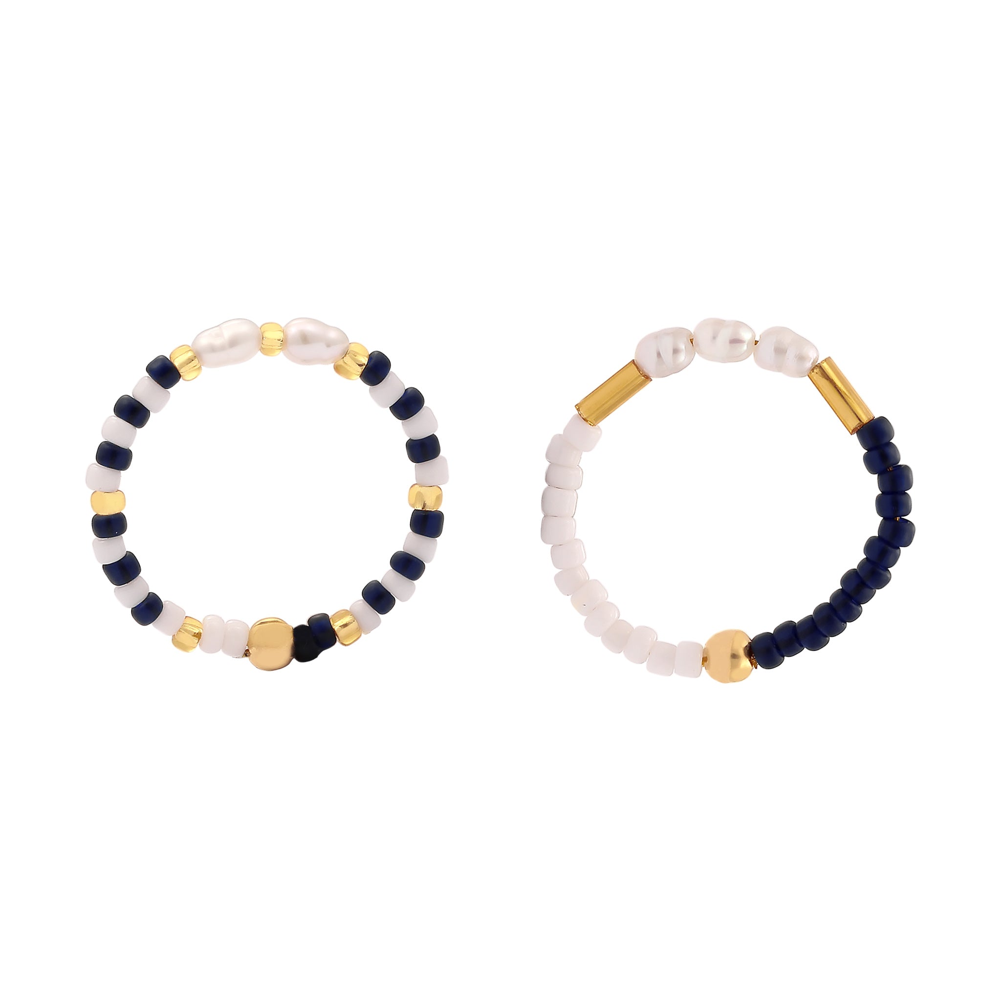 Bunt - Elli | Ringset Beads | Süßwasserzuchtperlen | 925 Sterling Silber vergoldet