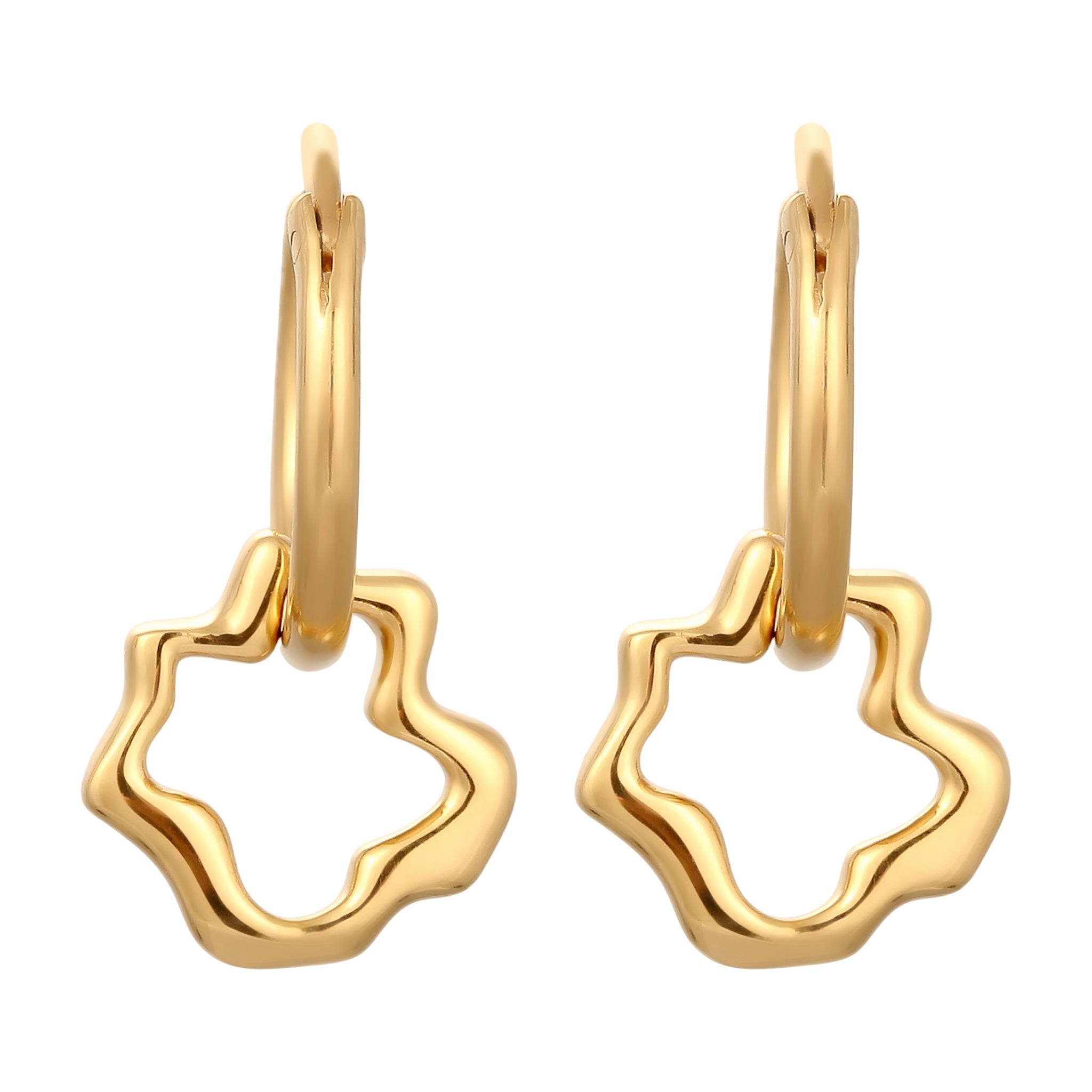 Gold - Elli | Creolen Blume | 925 Sterling Silber vergoldet