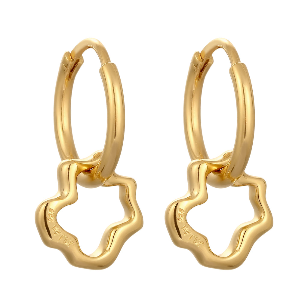 Gold - Elli | Creolen Blume | 925 Sterling Silber vergoldet