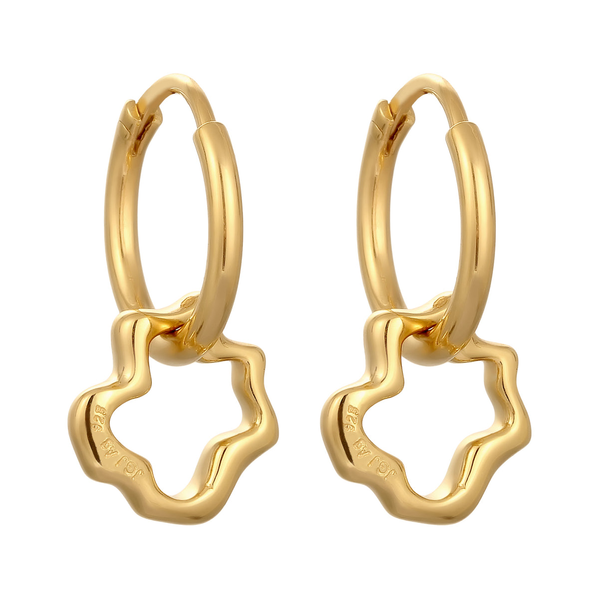Gold - Elli | Creolen Blume | 925 Sterling Silber vergoldet