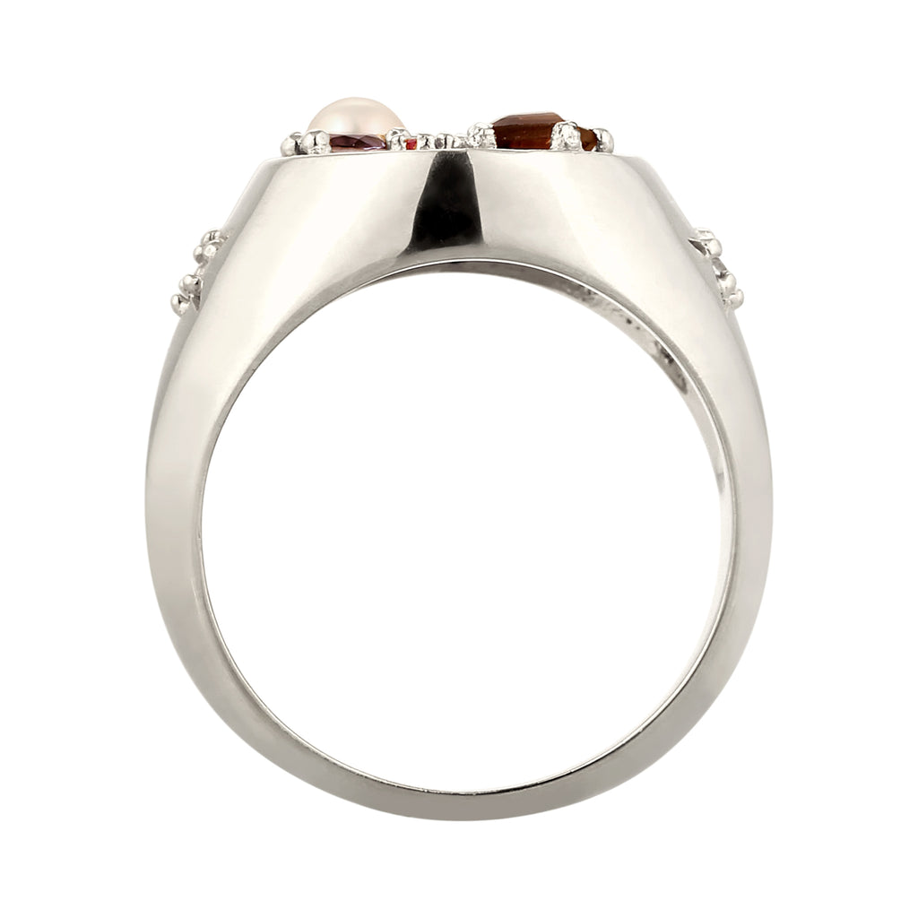 Silber - Elli PREMIUM | Siegelring Vintage | Saphir & Topaz & Peridot & Perle | 925 Sterling Silber