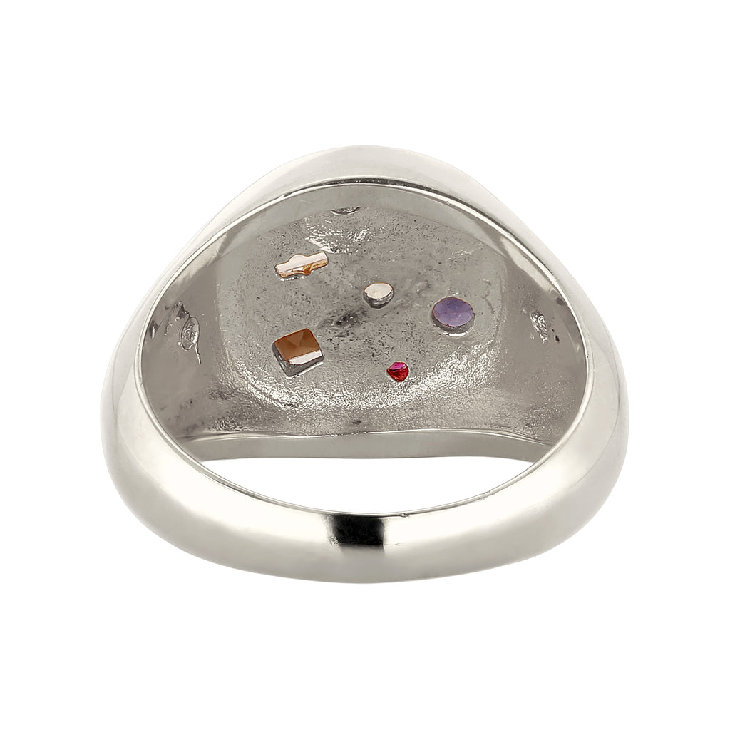Silber - Elli PREMIUM | Siegelring Vintage | Saphir & Topaz & Peridot & Perle | 925 Sterling Silber