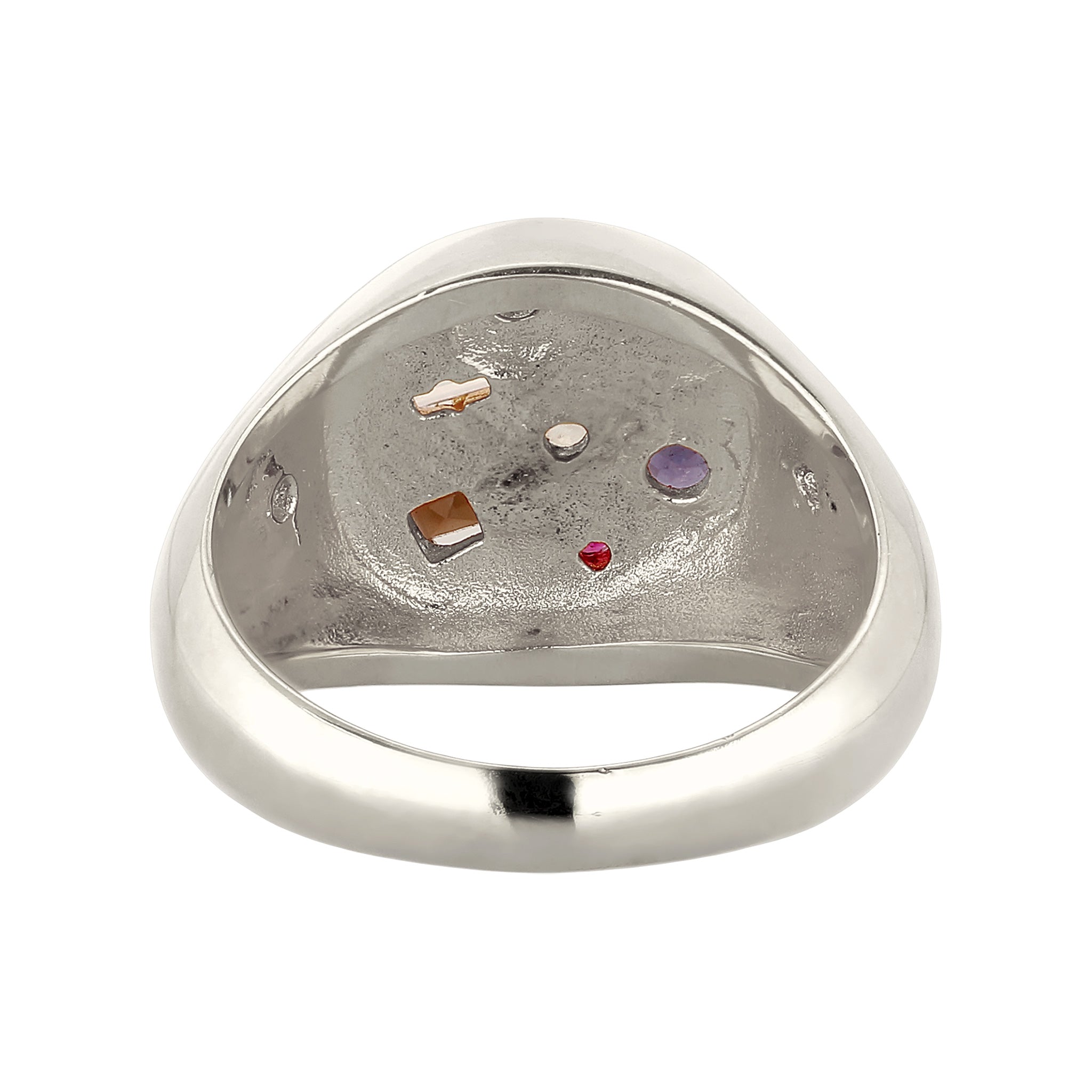 Silber - Elli PREMIUM | Siegelring Vintage | Saphir & Topaz & Peridot & Perle | 925 Sterling Silber