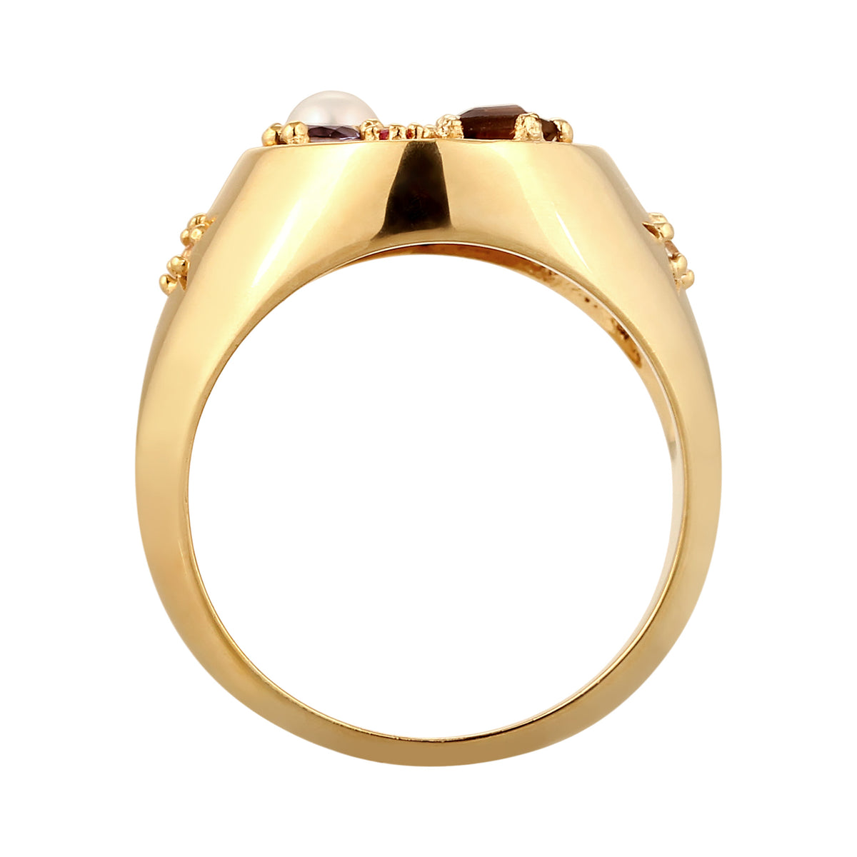 Gold - Elli PREMIUM | Siegelring Vintage | Saphir & Topaz & Peridot & Perle | 925 Sterling Silber vergoldet