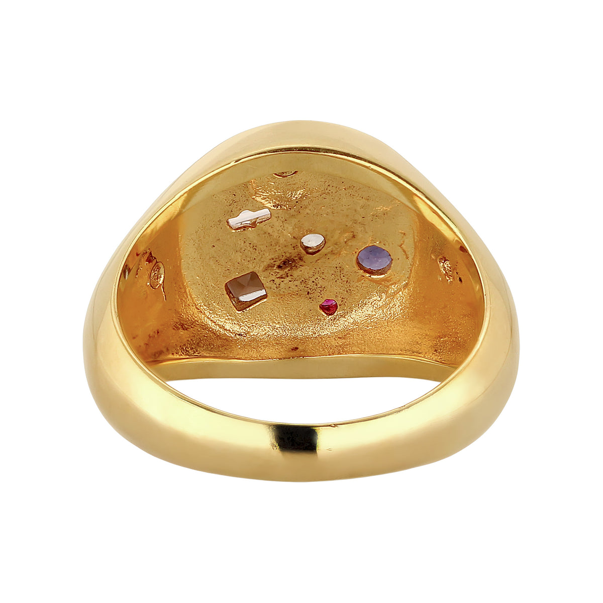 Gold - Elli PREMIUM | Siegelring Vintage | Saphir & Topaz & Peridot & Perle | 925 Sterling Silber vergoldet