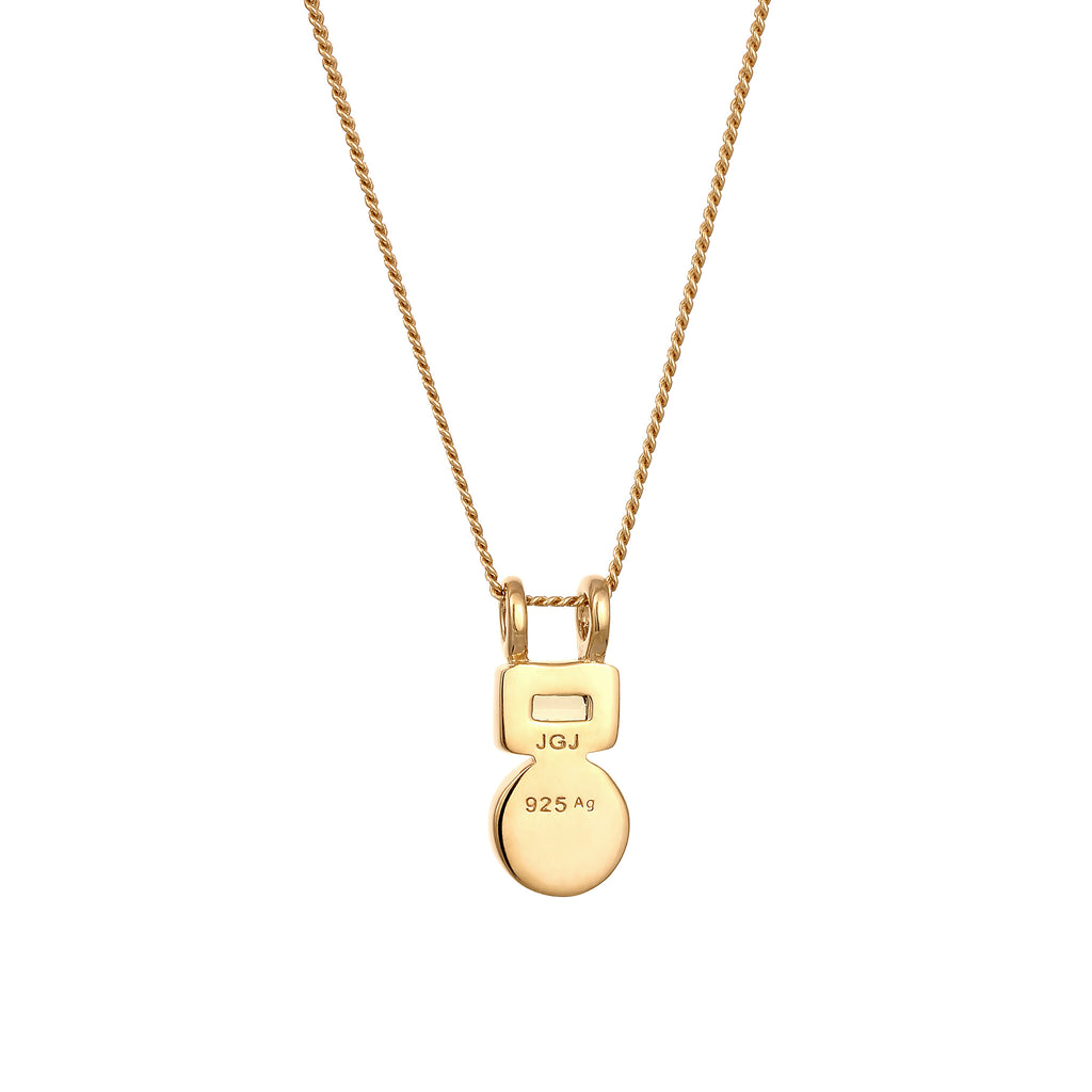 Gold - Elli PREMIUM | Halskette Anhänger Rund | Achat & Peridot (Rot & Hellgrün) | 925 Sterling Silber vergoldet