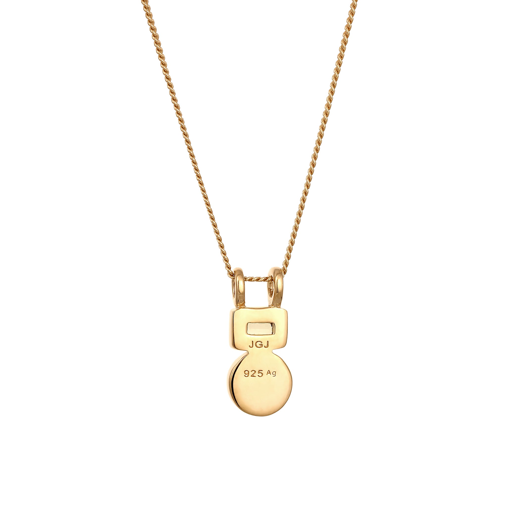 Gold - Elli PREMIUM | Halskette Anhänger Rund | Achat & Peridot (Rot & Hellgrün) | 925 Sterling Silber vergoldet