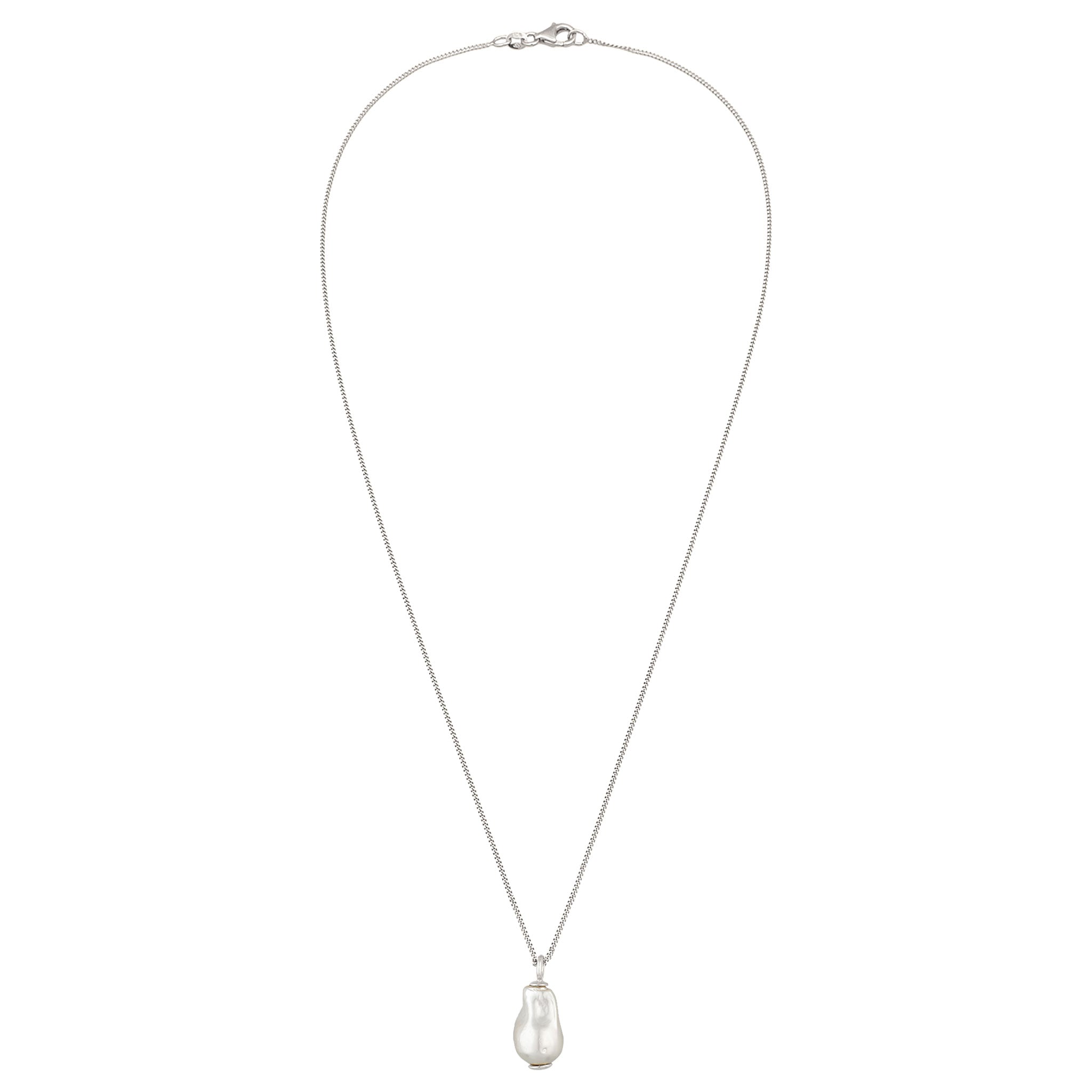 Silber - Elli | Halskette Barock | Muschelkernperle (Weiß) | 925 Sterling Silber