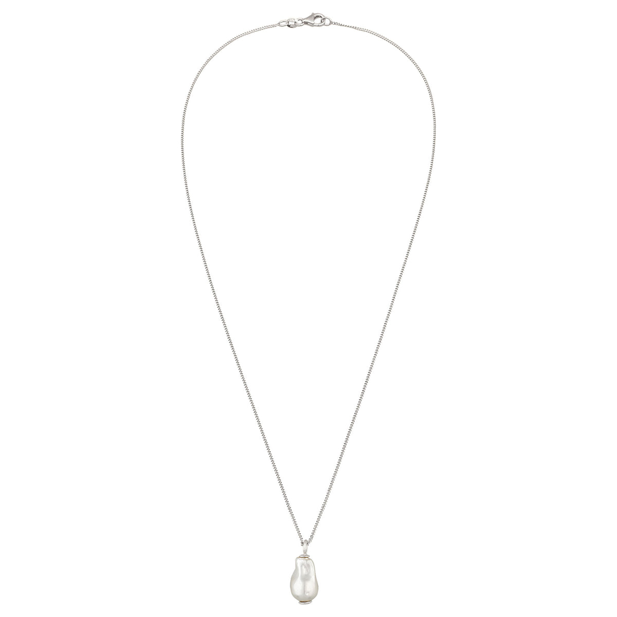 Silber - Elli | Halskette Barock | Muschelkernperle (Weiß) | 925 Sterling Silber