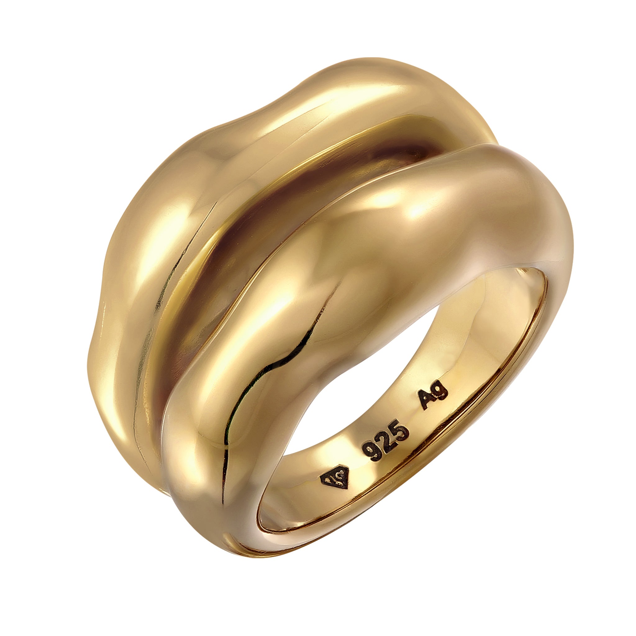 Gold - Elli PREMIUM | Ring-Set Chunky Organic | 925 Sterling Silber vergoldet