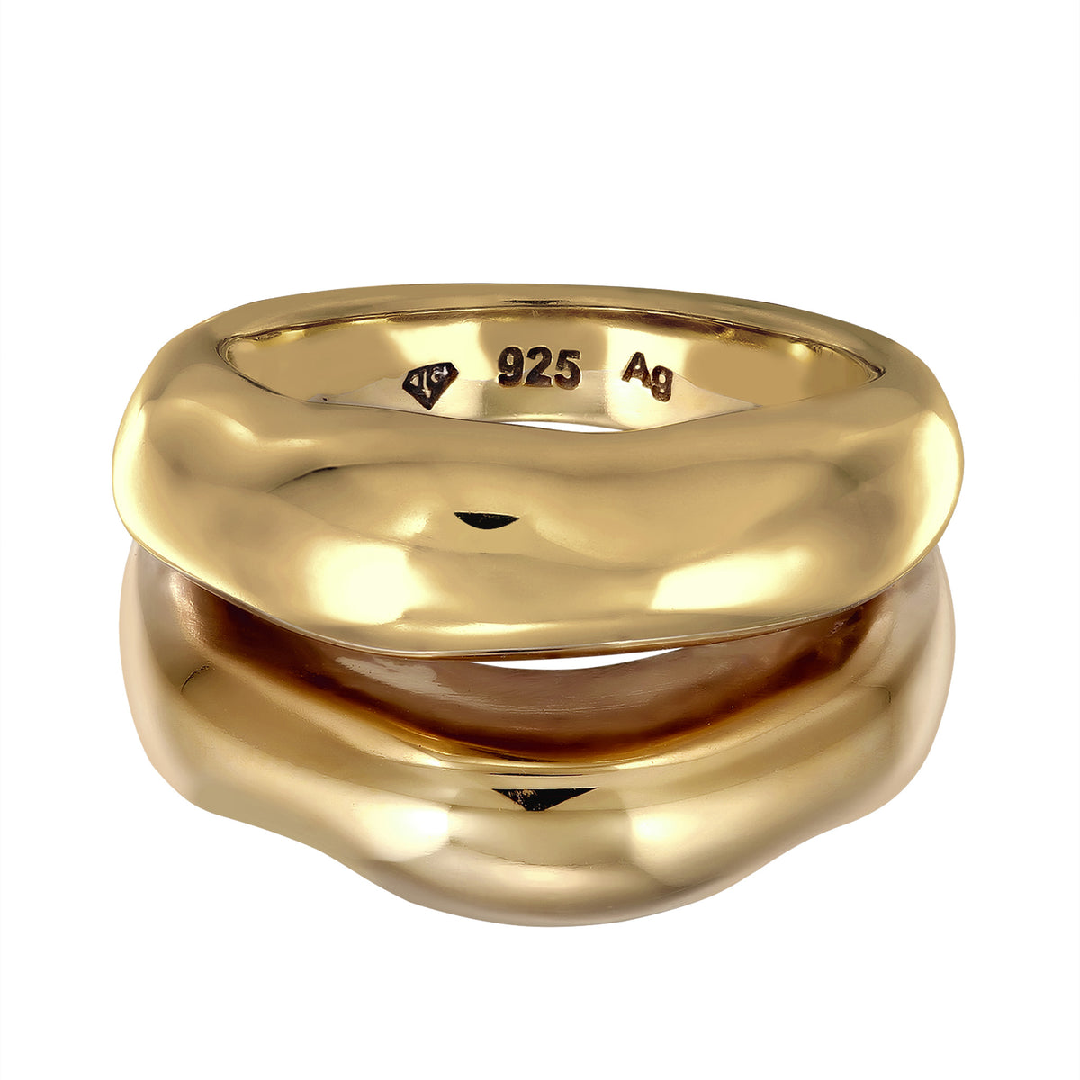 Gold - Elli PREMIUM | Ring-Set Chunky Organic | 925 Sterling Silber vergoldet