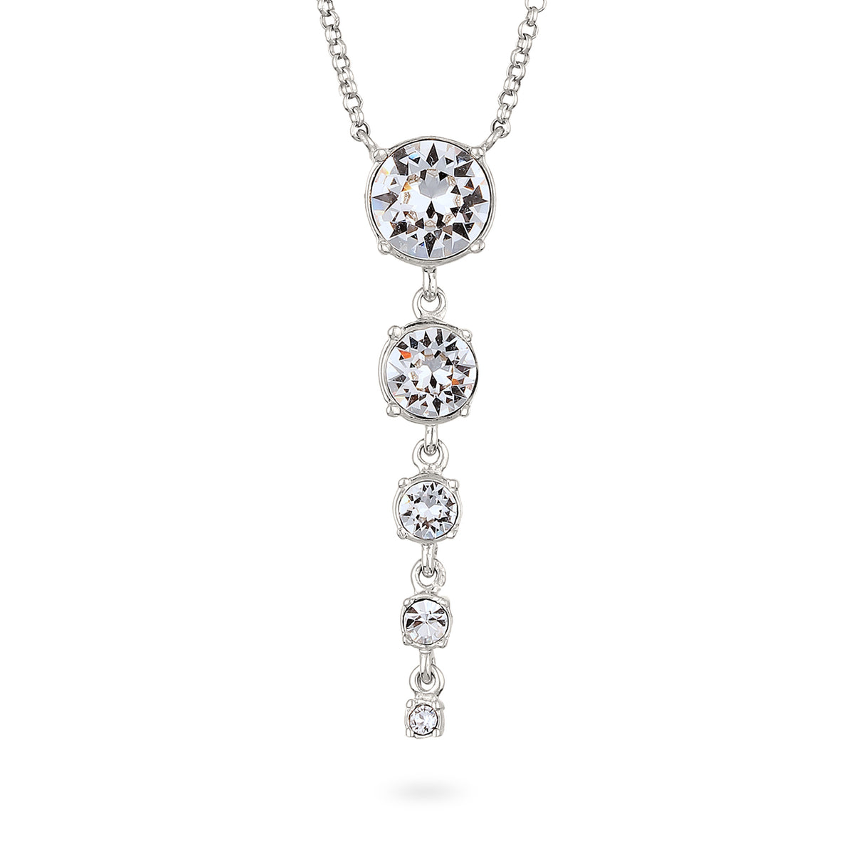 Silber - Elli PREMIUM | Halskette | Mit Kristallen von Swarovski® (Weiß) | 925 Sterling Silber