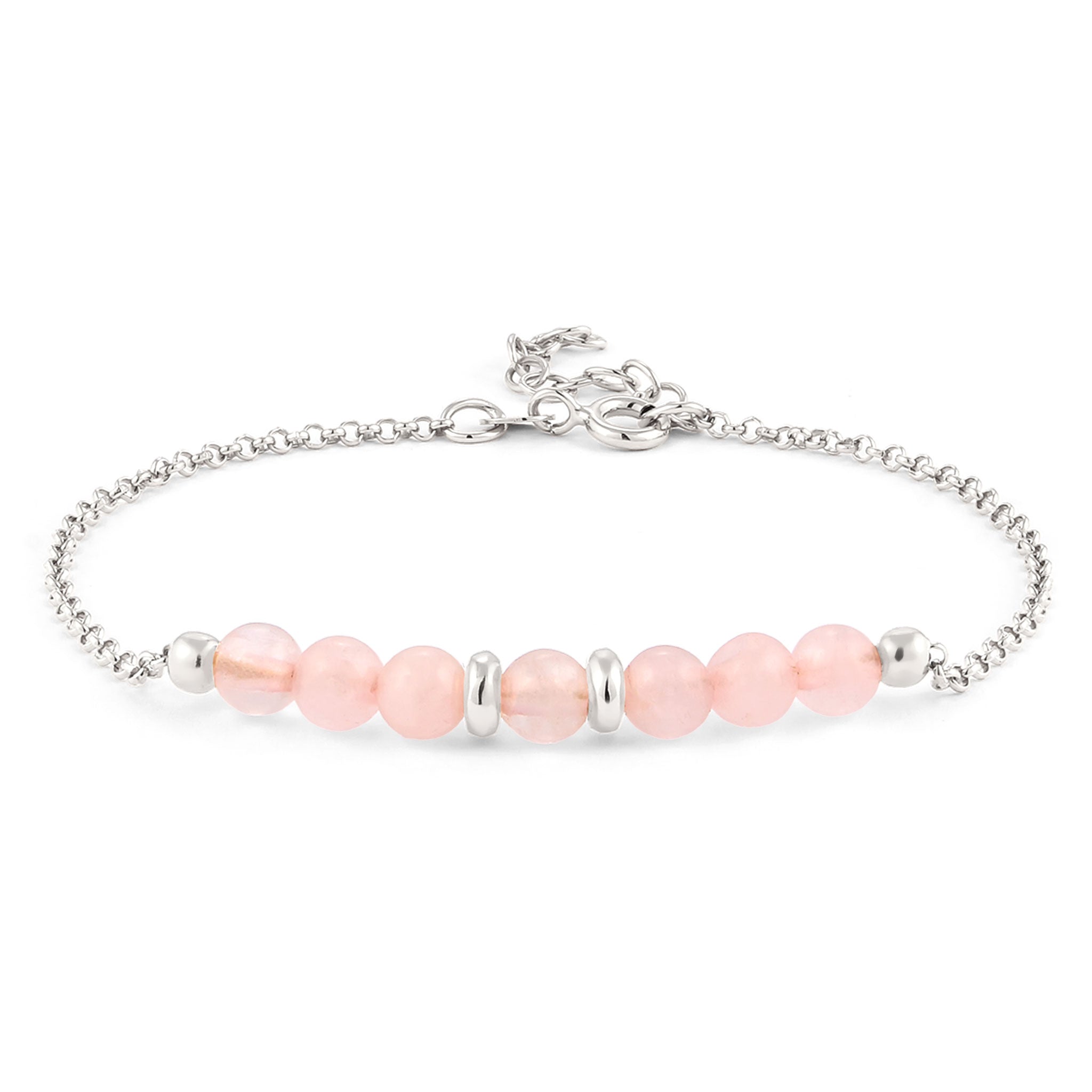 Silber - Elli | Armband Beads | Quarz (Rosé) | 925 Sterling Silber