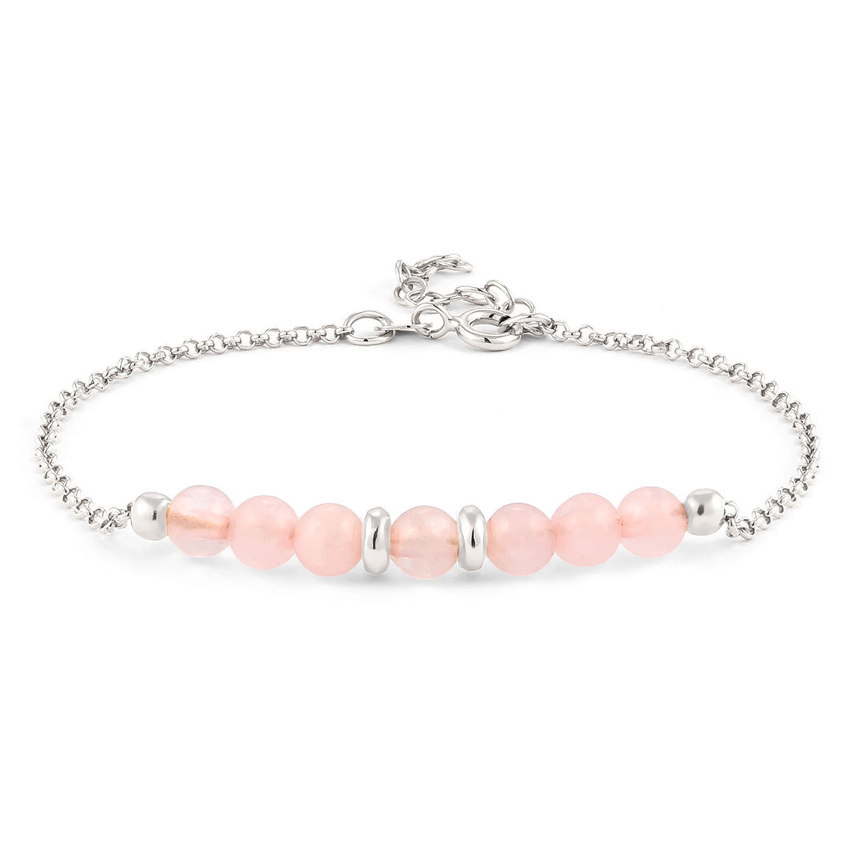Silber - Elli | Armband Beads | Quarz (Rosé) | 925 Sterling Silber