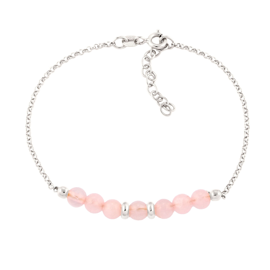 Silber - Elli | Armband Beads | Quarz (Rosé) | 925 Sterling Silber