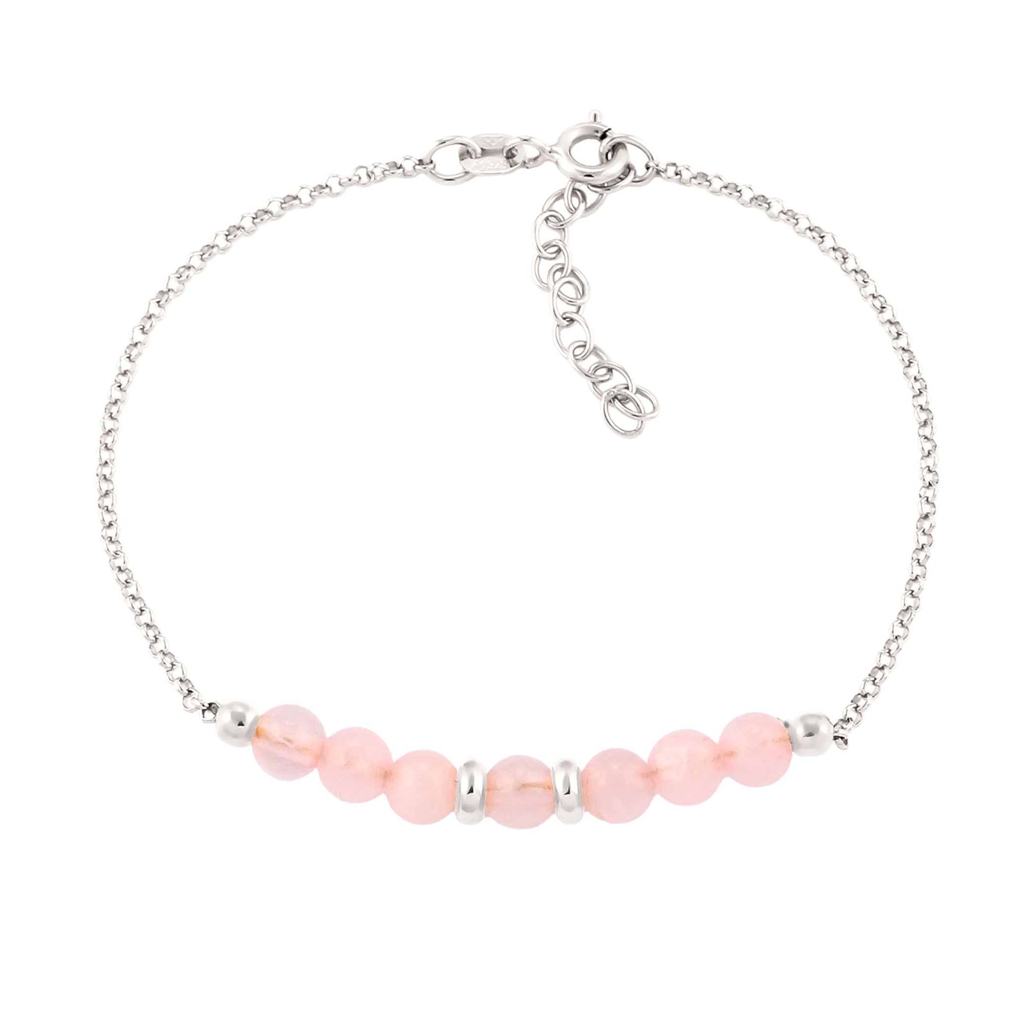 Silber - Elli | Armband Beads | Quarz (Rosé) | 925 Sterling Silber