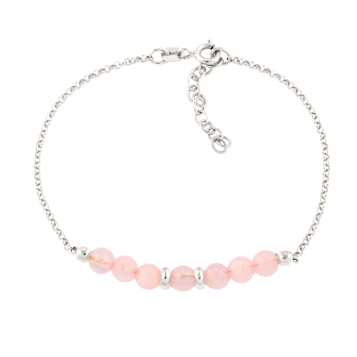 Silber - Elli | Armband Beads | Quarz (Rosé) | 925 Sterling Silber