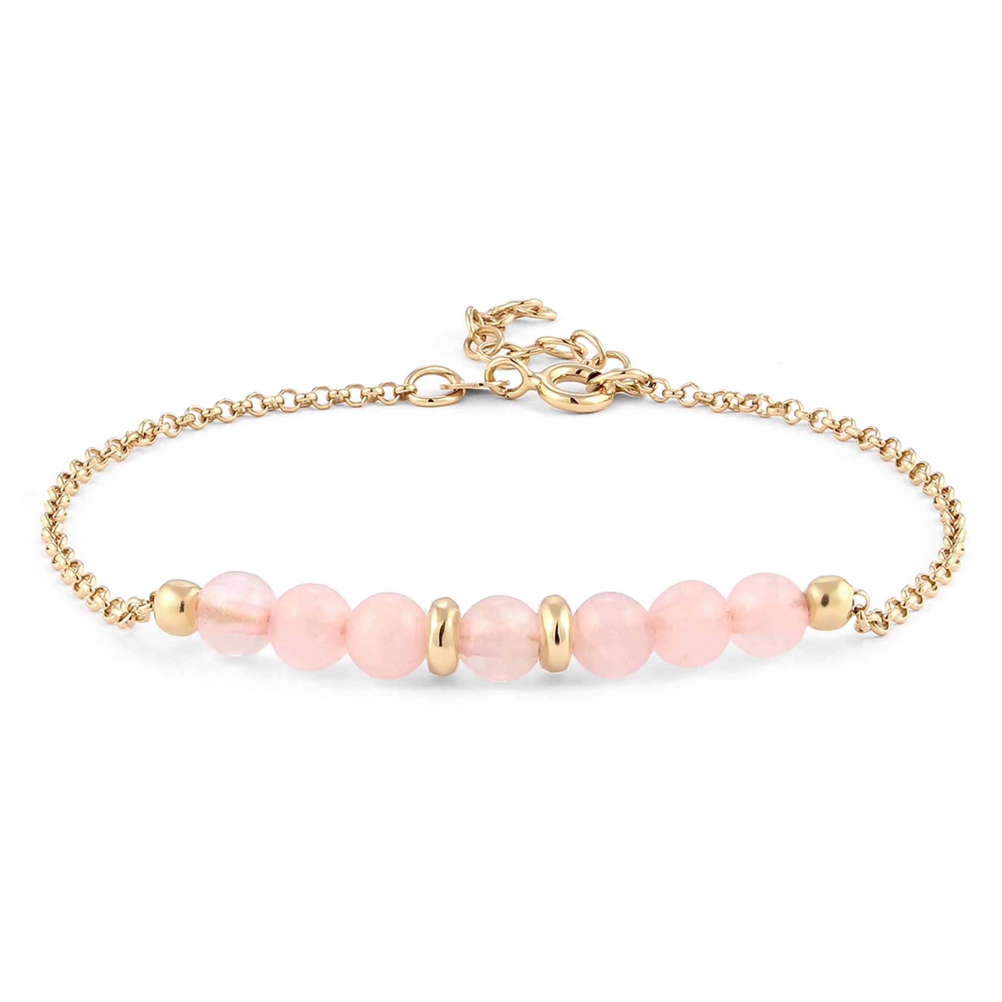 Gold - Elli | Armband Beads | Quarz (Rosé) | 925 Sterling Silber vergoldet