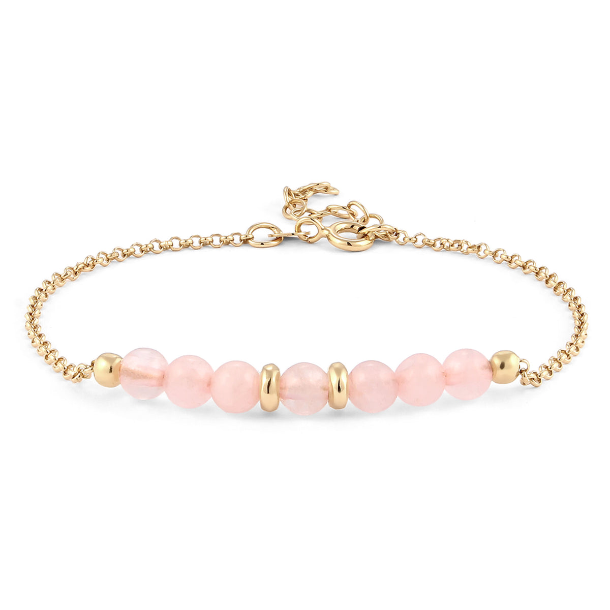 Gold - Elli | Armband Beads | Quarz (Rosé) | 925 Sterling Silber vergoldet