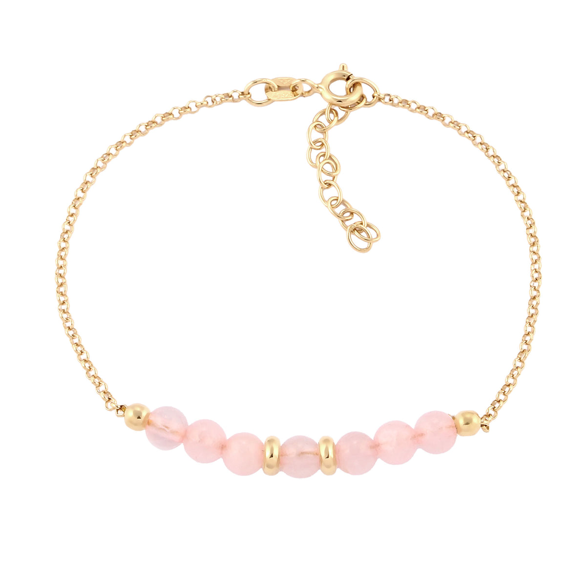 Gold - Elli | Armband Beads | Quarz (Rosé) | 925 Sterling Silber vergoldet