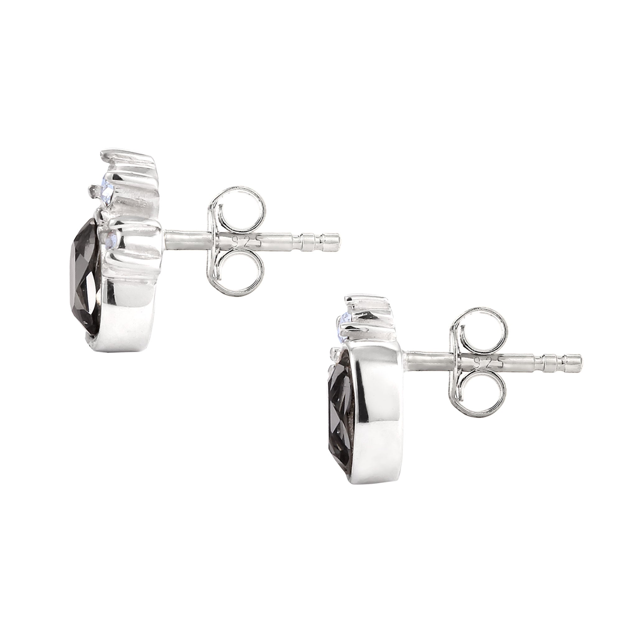 Silber - Elli | Ohrstecker Oval | Mit Kristallen von Swarovski® (Grau & Weiß) | 925 Sterling Silber