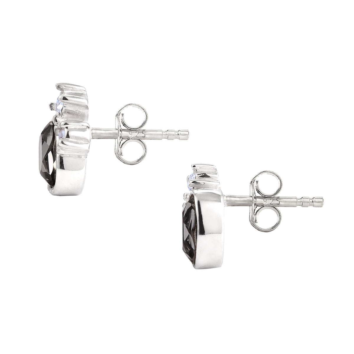 Silber - Elli | Ohrstecker Oval | Mit Kristallen von Swarovski® (Grau & Weiß) | 925 Sterling Silber