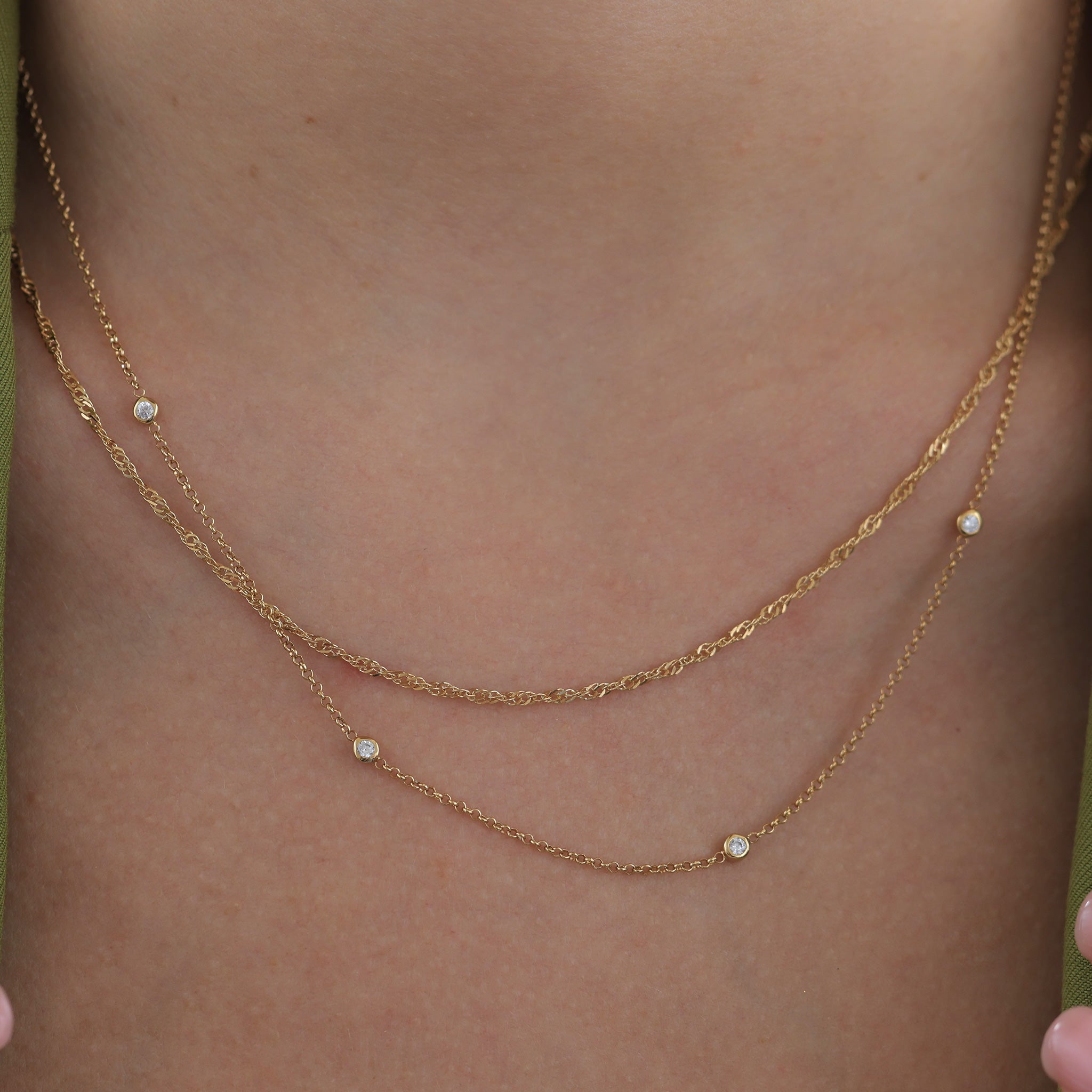 Gold - Elli DIAMONDS | Halskette | Laborgezüchtete Diamanten (Weiß, 0.035 ct) | 375 Gelbgold