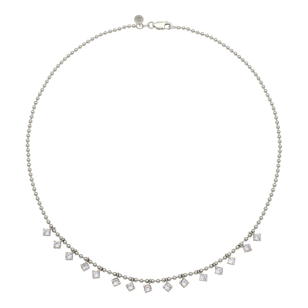 Silber - Elli PREMIUM | Kugel-Halskette | Zirkonia (Weiß) | 925 Sterling Silber