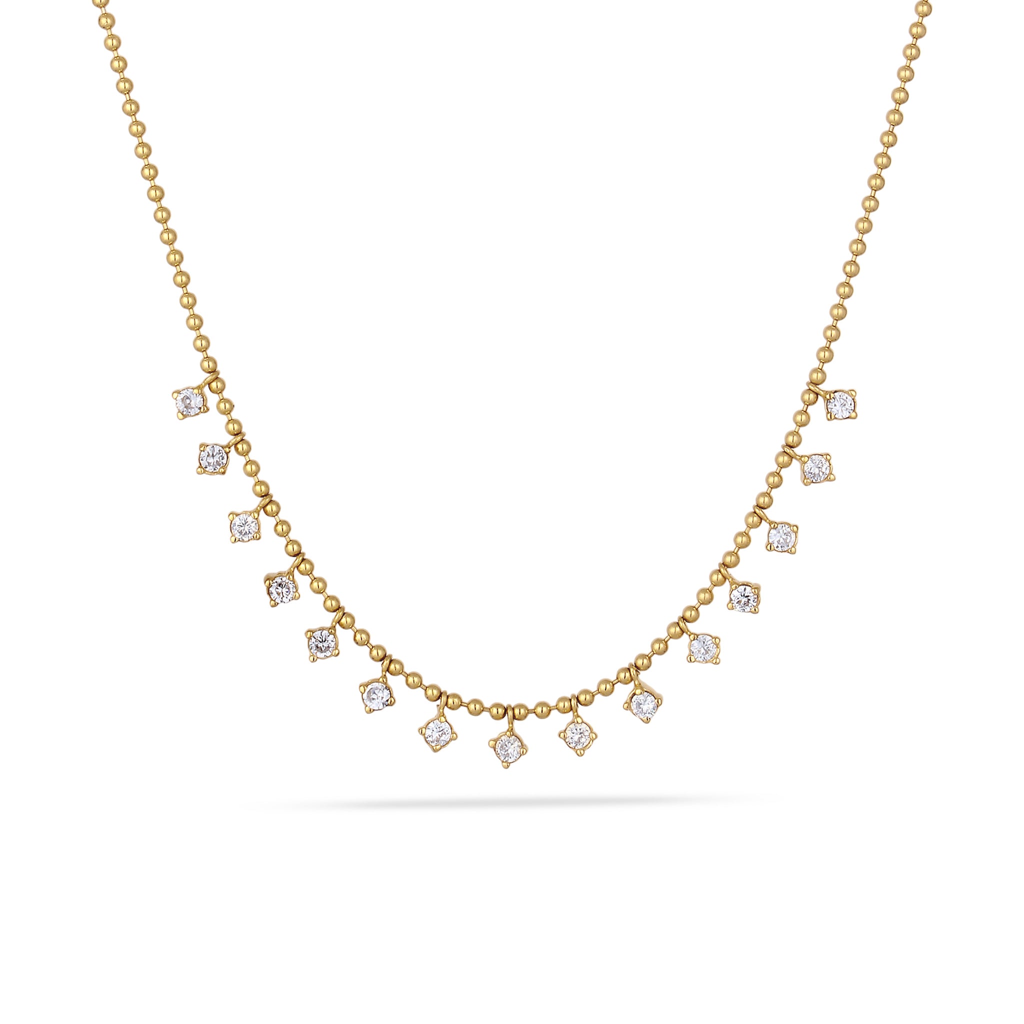 Gold - Elli PREMIUM | Kugel-Halskette | Zirkonia (Weiß) | 925 Sterling Silber vergoldet