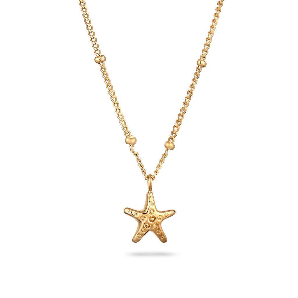 Gold - Elli | Halskette Seestern Anhänger | 925 Sterling Silber vergoldet