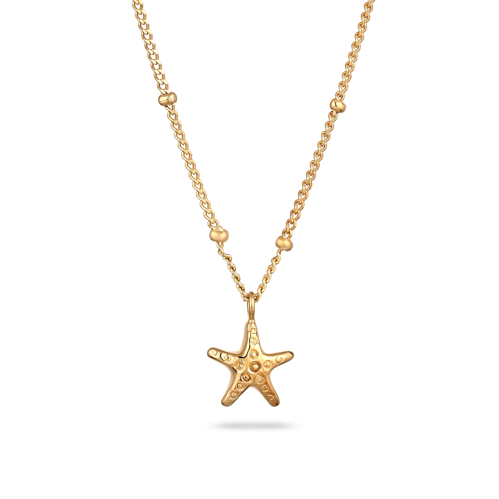 Gold - Elli | Halskette Seestern Anhänger | 925 Sterling Silber vergoldet
