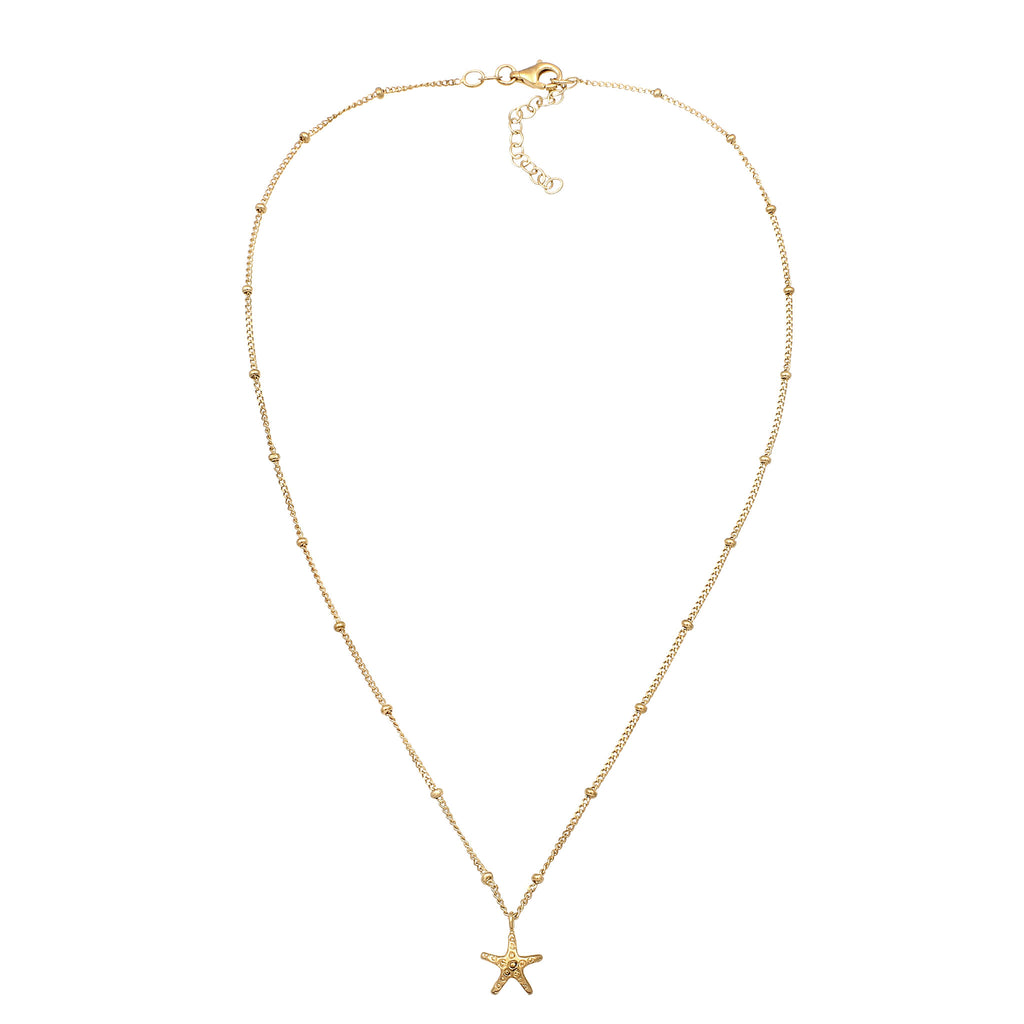 Gold - Elli | Halskette Seestern Anhänger | 925 Sterling Silber vergoldet