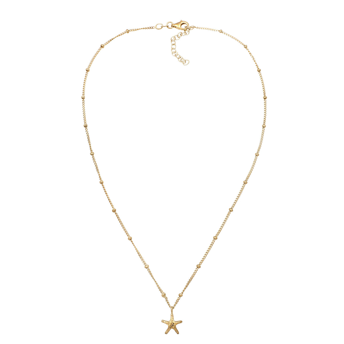 Gold - Elli | Halskette Seestern Anhänger | 925 Sterling Silber vergoldet