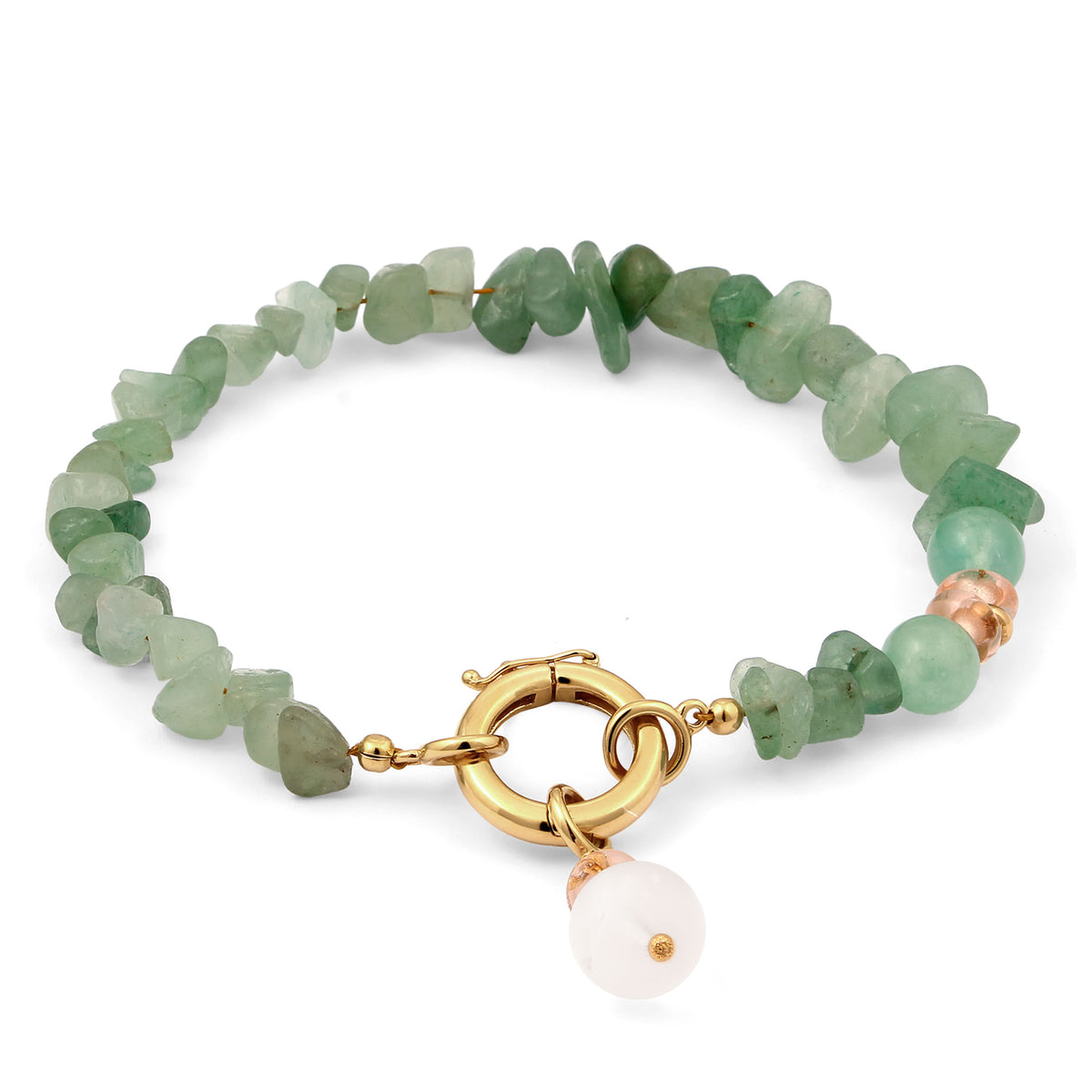 Grün - Elli | Schmuckzubehör | Aventurin (Grün) & Eis-Kristall (Weiß) | 925 Sterling Silber vergoldet