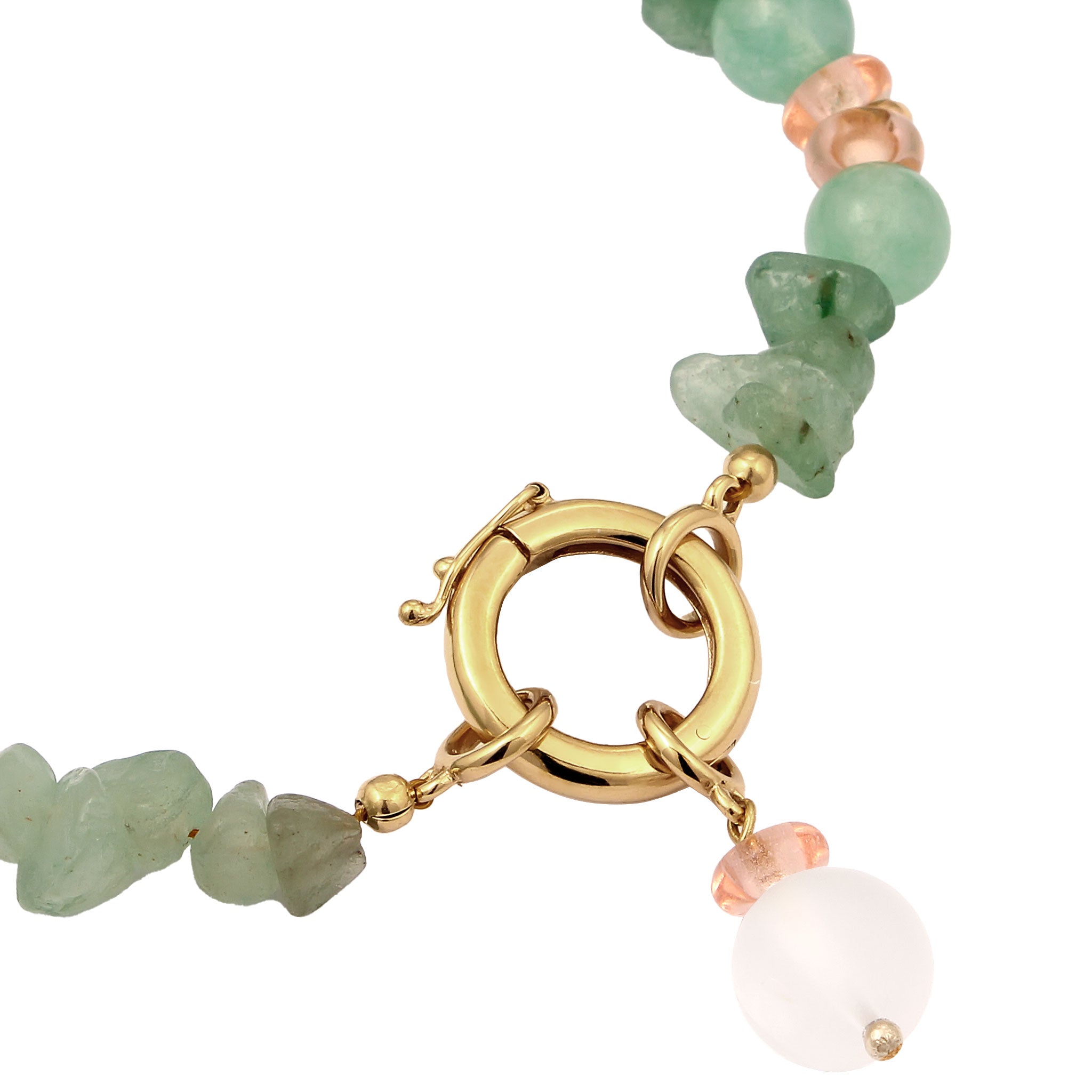 Grün - Elli | Schmuckzubehör | Aventurin (Grün) & Eis-Kristall (Weiß) | 925 Sterling Silber vergoldet