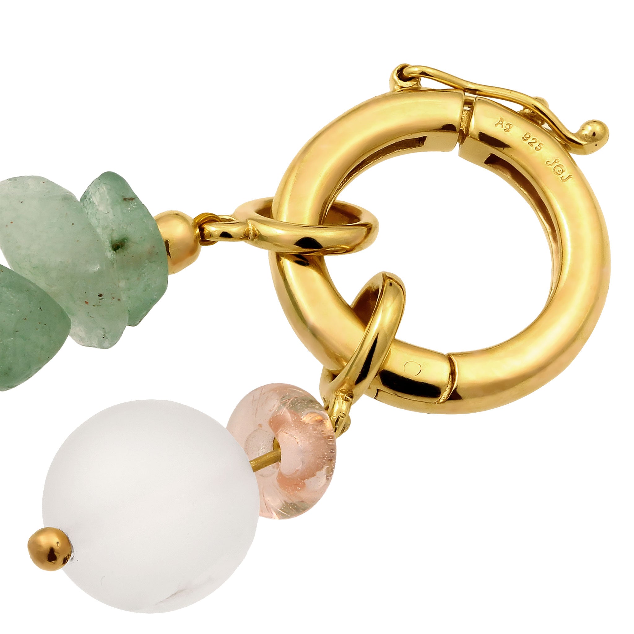 Grün - Elli | Schmuckzubehör | Aventurin (Grün) & Eis-Kristall (Weiß) | 925 Sterling Silber vergoldet