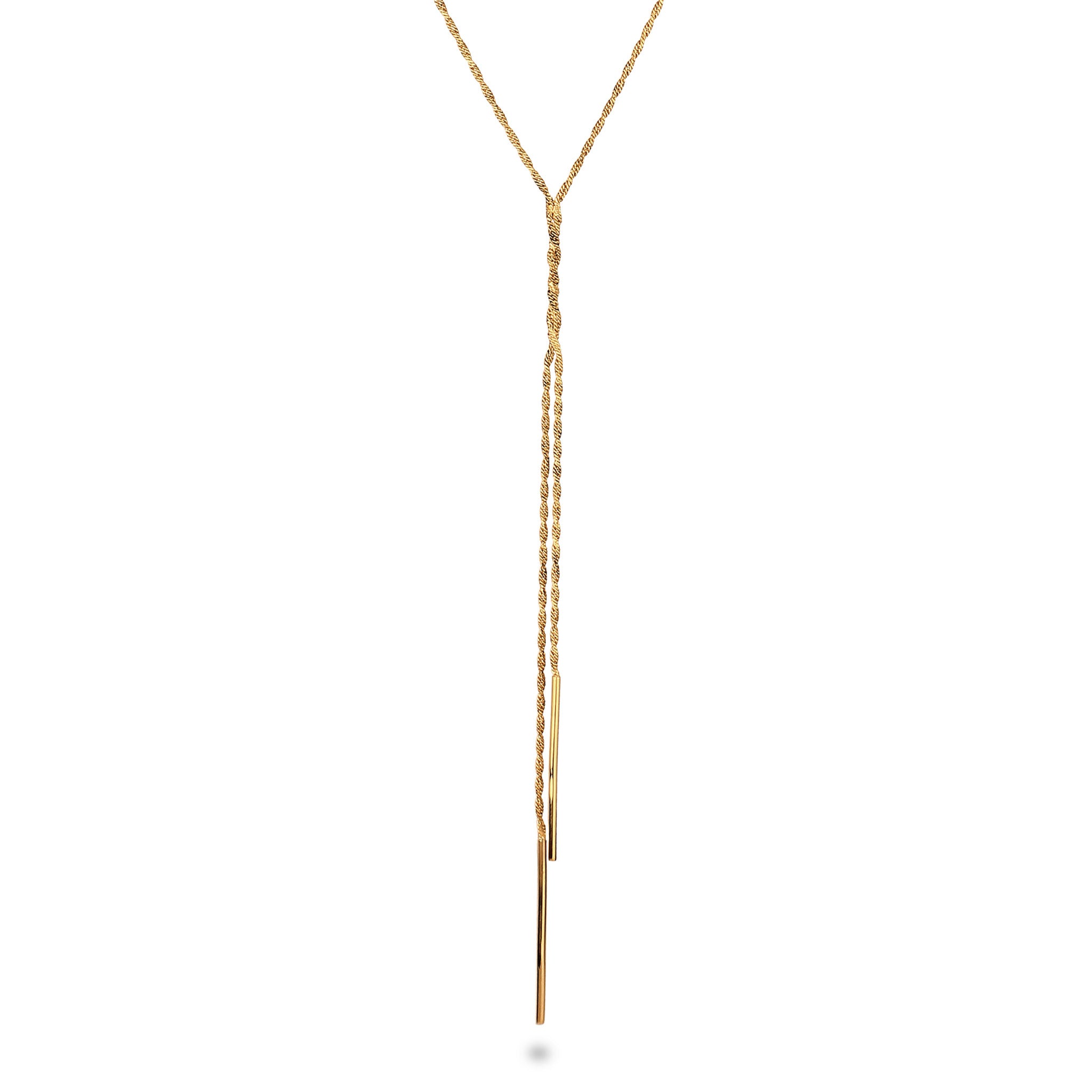 Gold - Elli PREMIUM | Y-Halskette Twisted | 925 Sterling Silber vergoldet