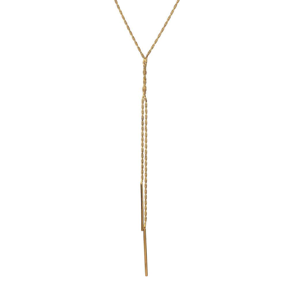 Gold - Elli PREMIUM | Y-Halskette Twisted | 925 Sterling Silber vergoldet