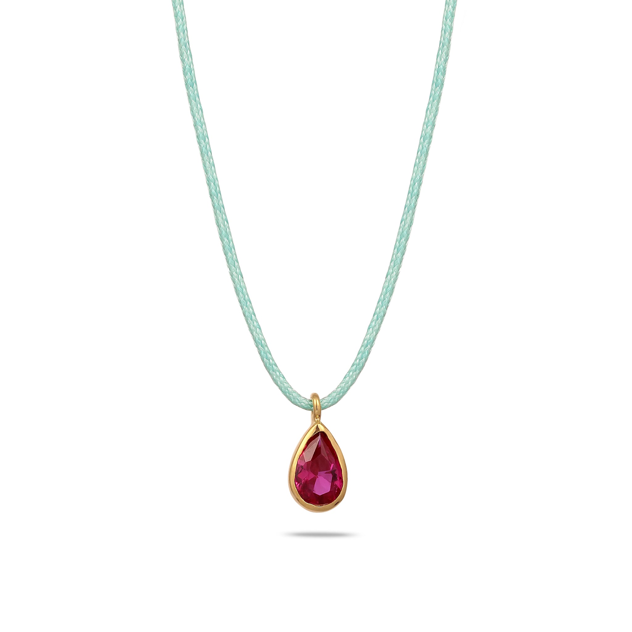 Pink - Elli | Halskette Tropfen | Synthetischer Rubin (Pink) | 925 Sterling Silber vergoldet