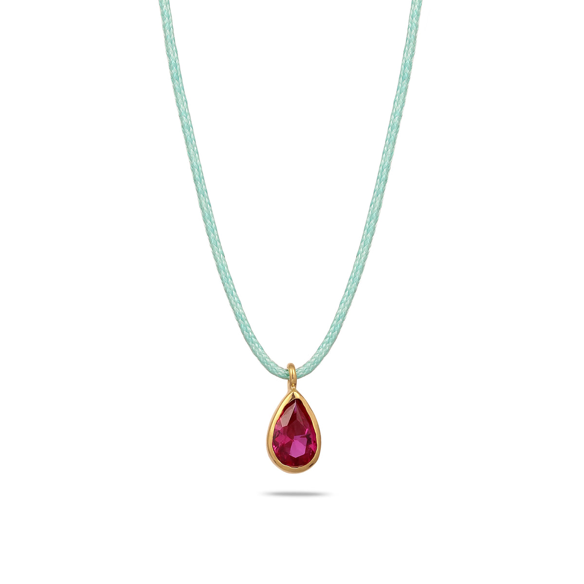 Pink - Elli | Halskette Tropfen | Synthetischer Rubin (Pink) | 925 Sterling Silber vergoldet