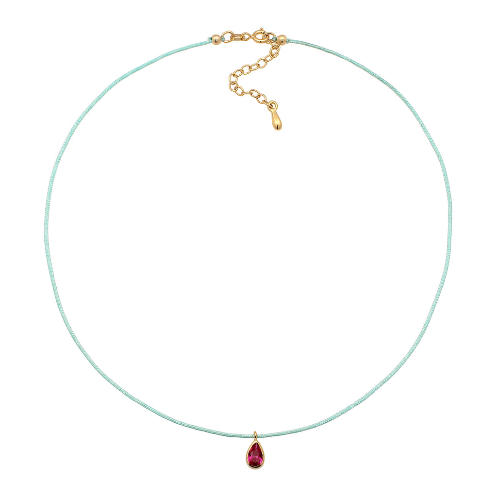 Pink - Elli | Halskette Tropfen | Synthetischer Rubin (Pink) | 925 Sterling Silber vergoldet