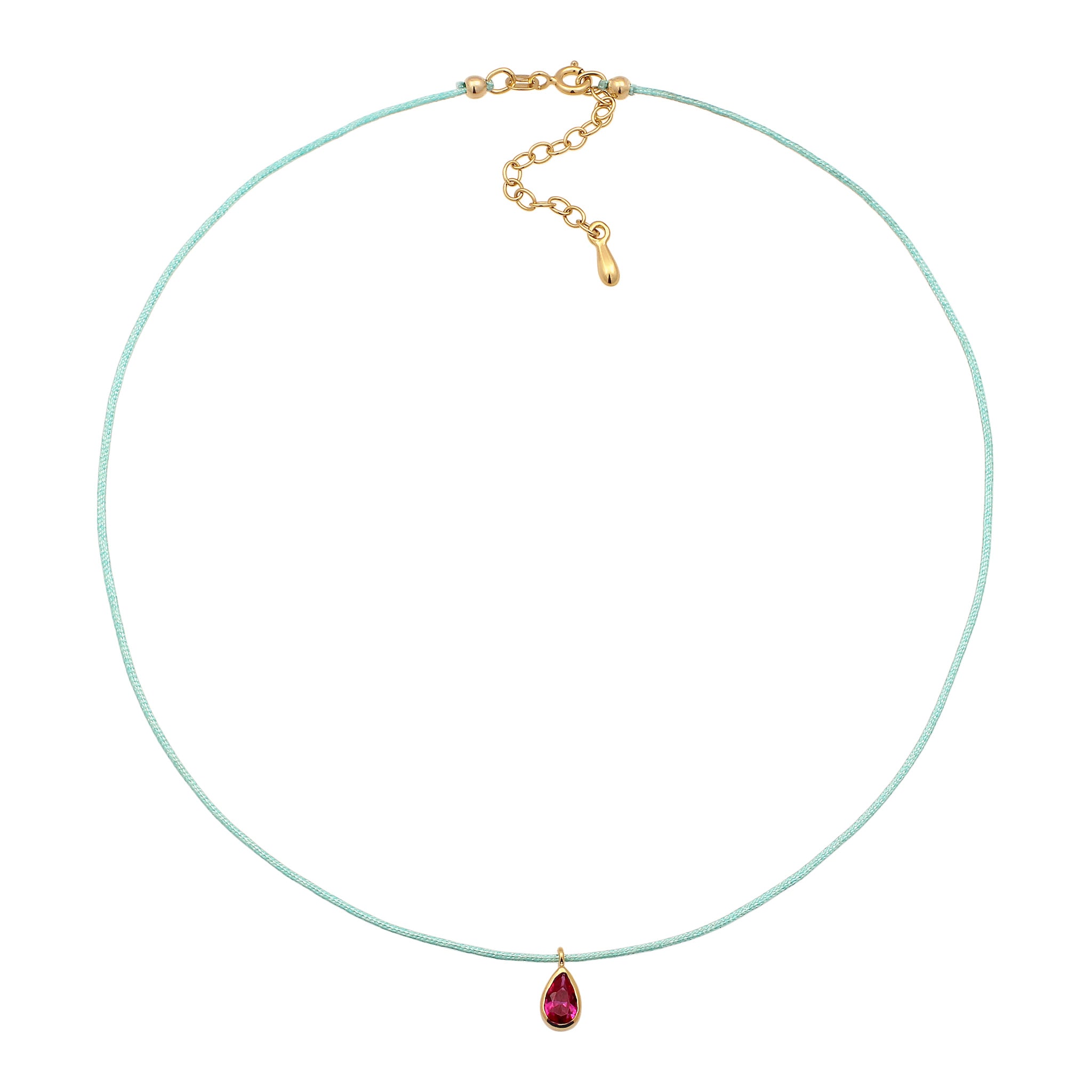 Pink - Elli | Halskette Tropfen | Synthetischer Rubin (Pink) | 925 Sterling Silber vergoldet