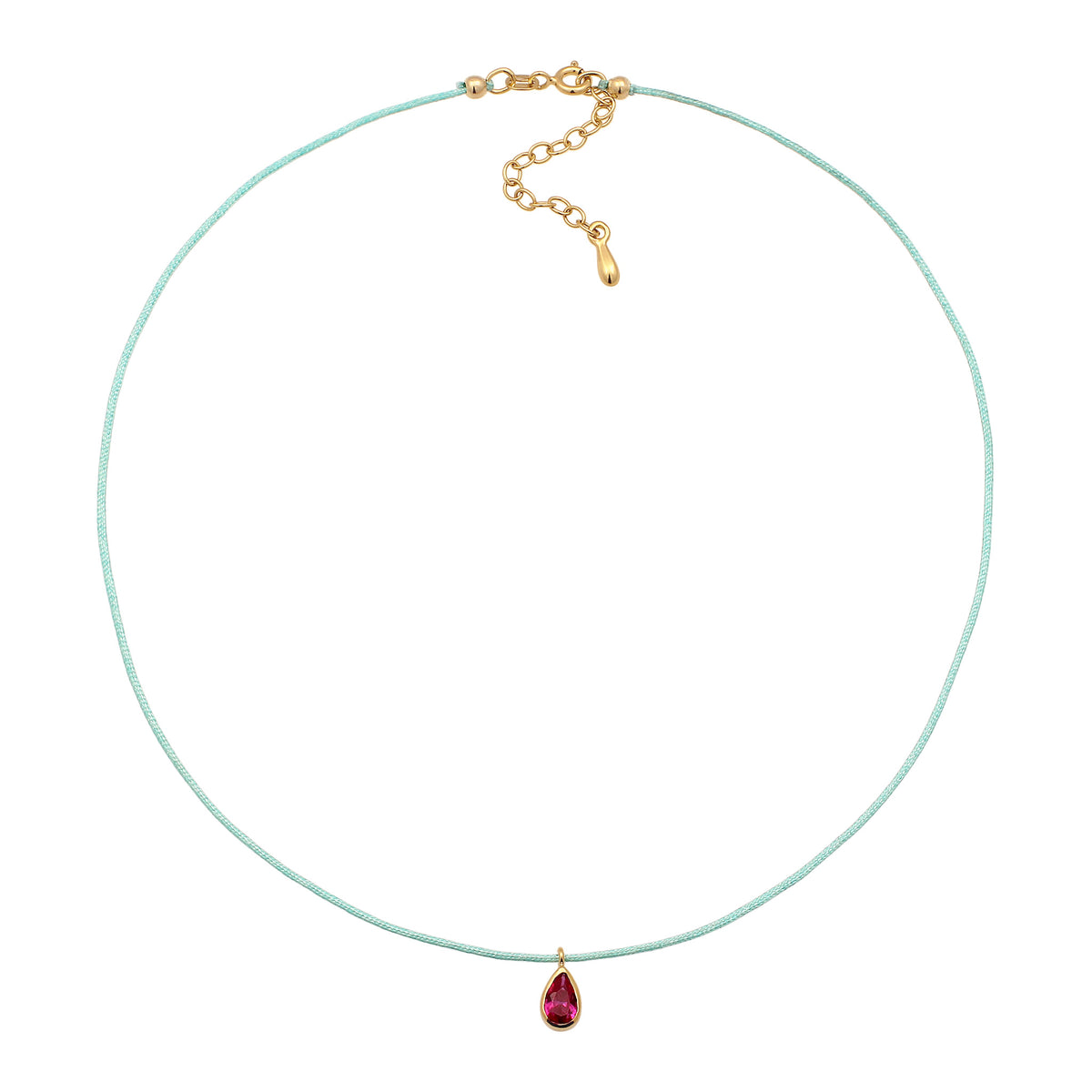Pink - Elli | Halskette Tropfen | Synthetischer Rubin (Pink) | 925 Sterling Silber vergoldet