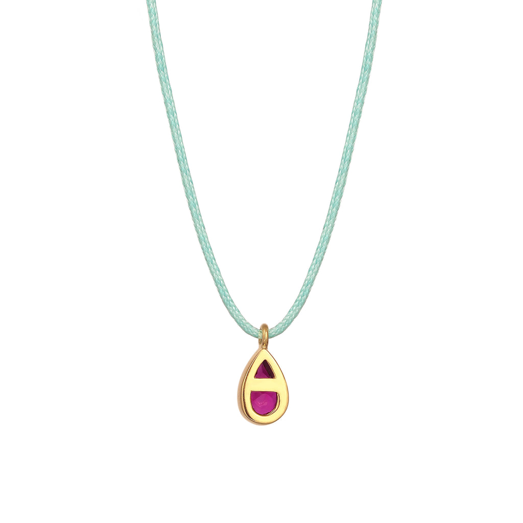 Pink - Elli | Halskette Tropfen | Synthetischer Rubin (Pink) | 925 Sterling Silber vergoldet