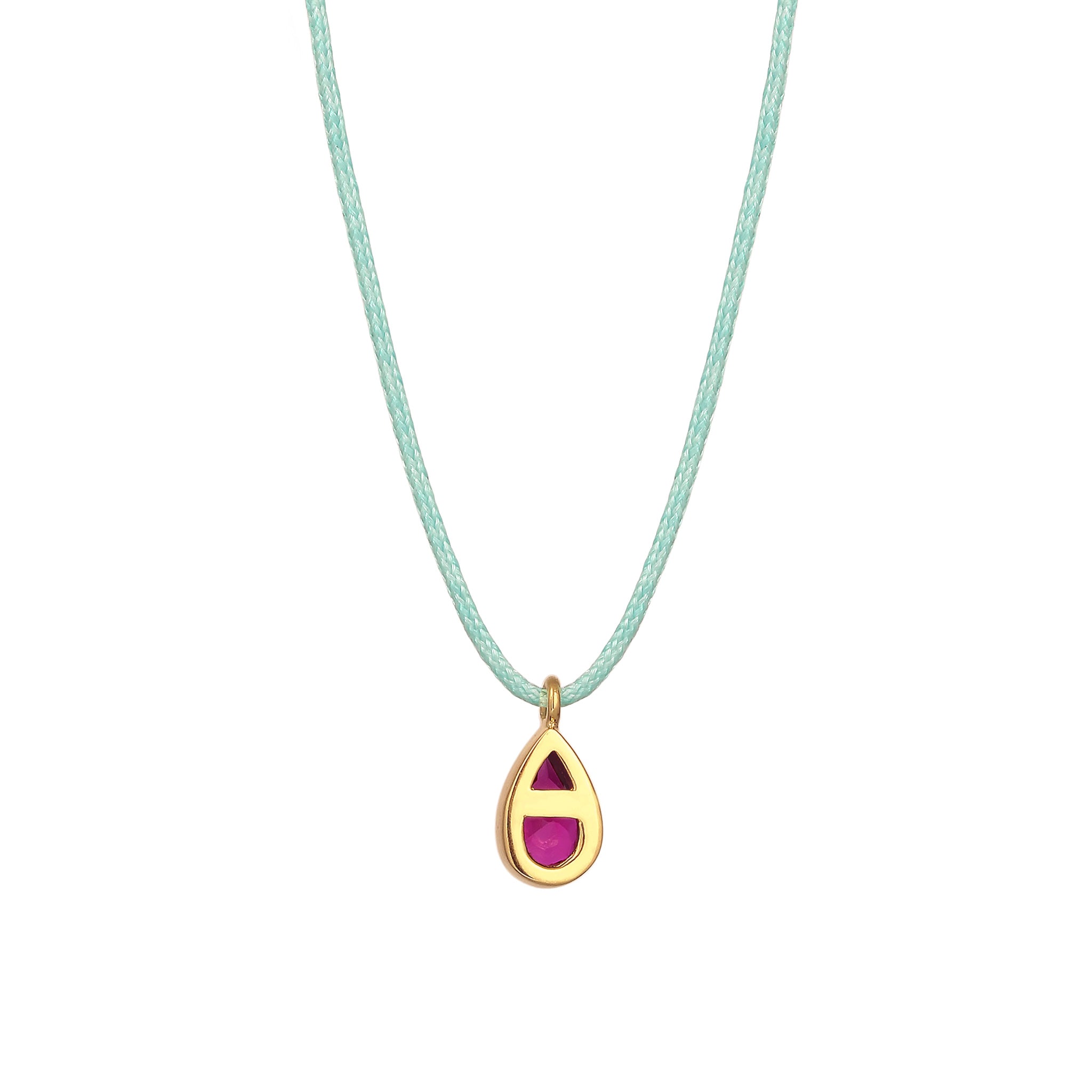 Pink - Elli | Halskette Tropfen | Synthetischer Rubin (Pink) | 925 Sterling Silber vergoldet