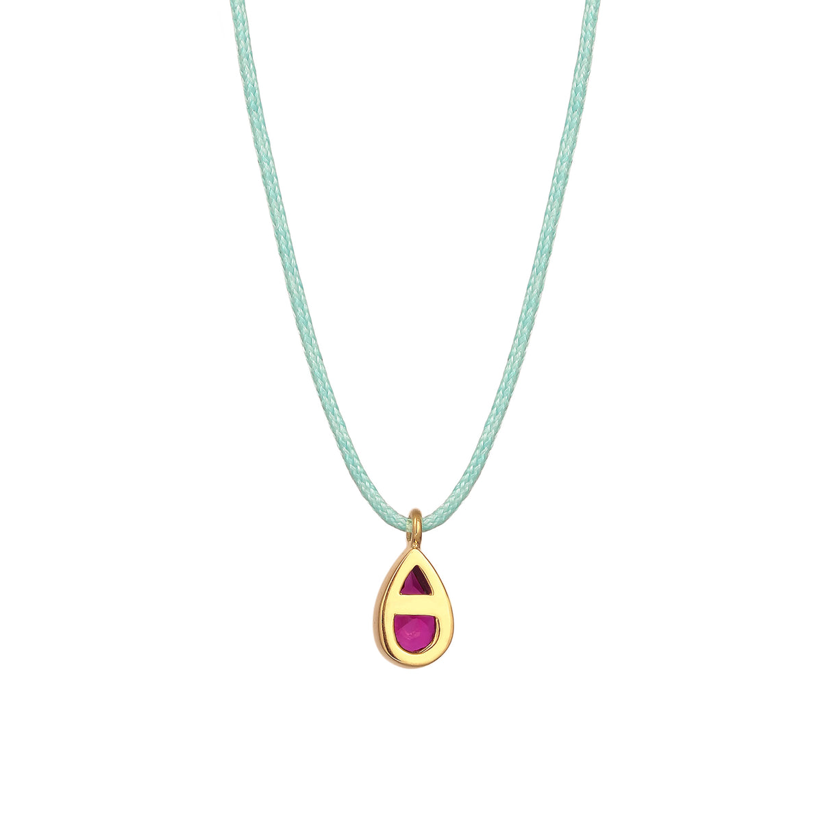 Pink - Elli | Halskette Tropfen | Synthetischer Rubin (Pink) | 925 Sterling Silber vergoldet