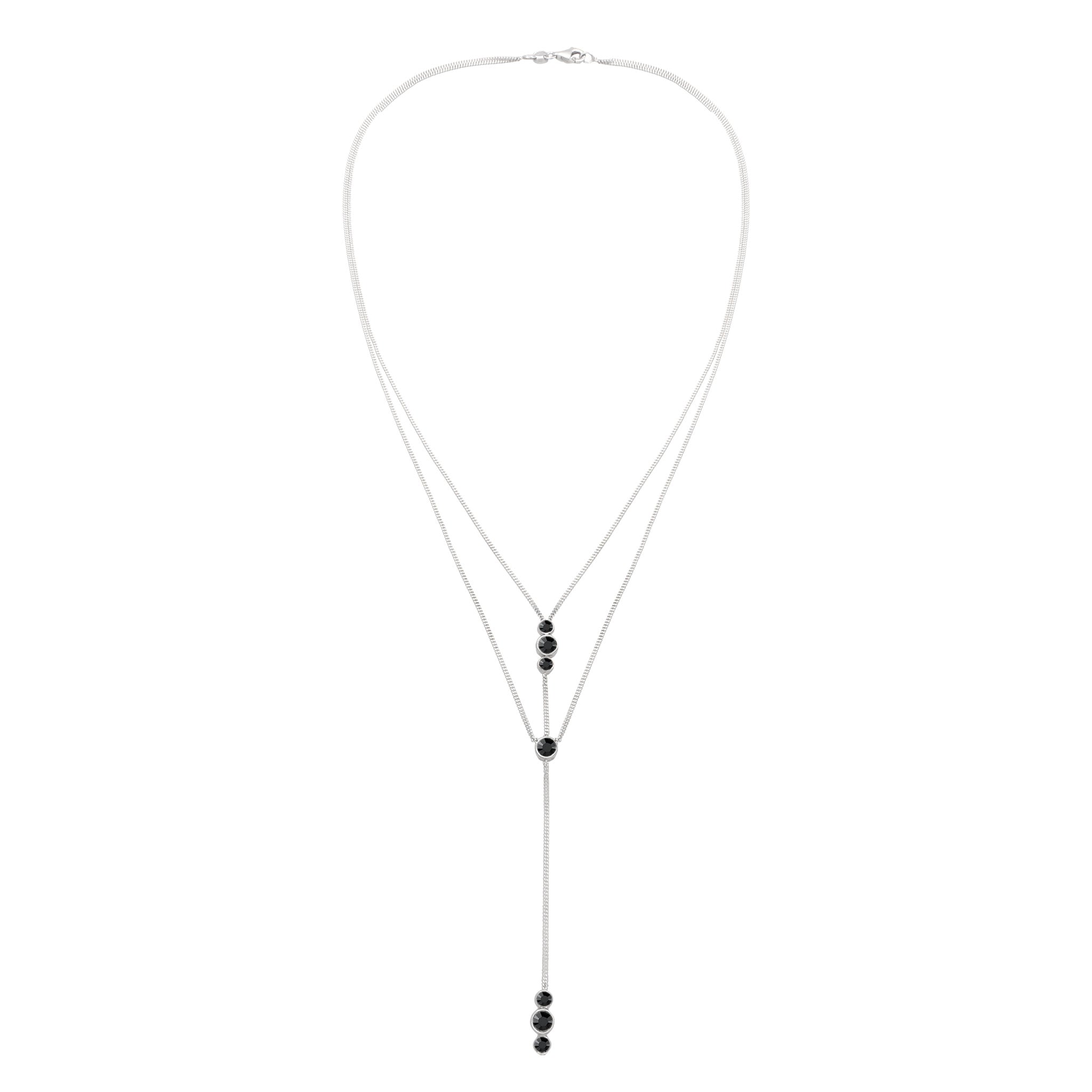 Schwarz - Elli | Layer Y-Halskette | Mit Kristallen von Swarovski® (Schwarz) | 925 Sterling Silber
