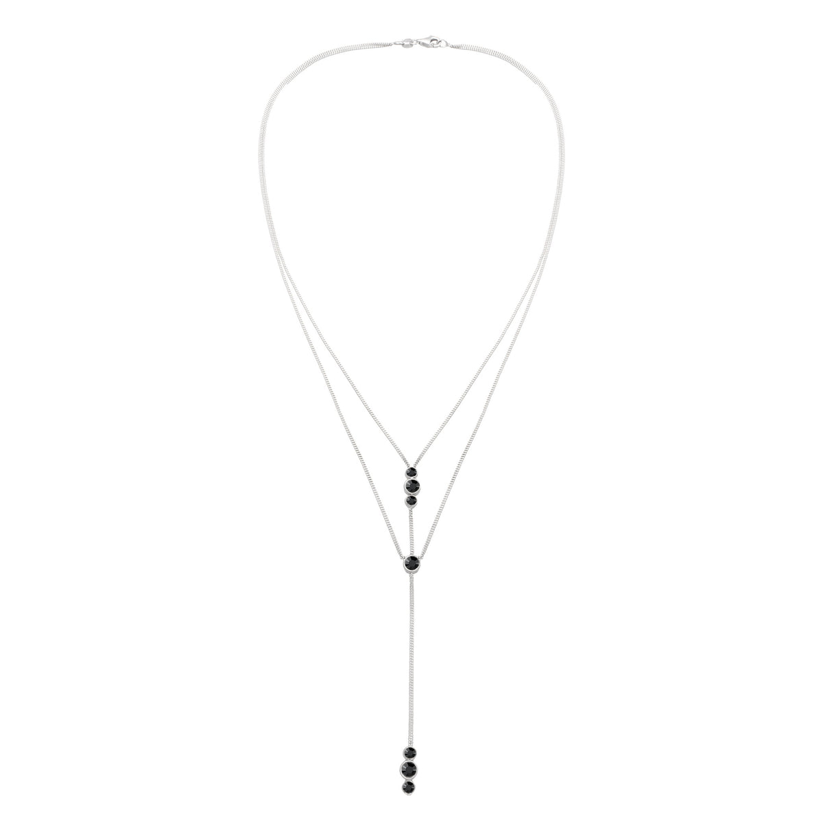Schwarz - Elli | Layer Y-Halskette | Mit Kristallen von Swarovski® (Schwarz) | 925 Sterling Silber