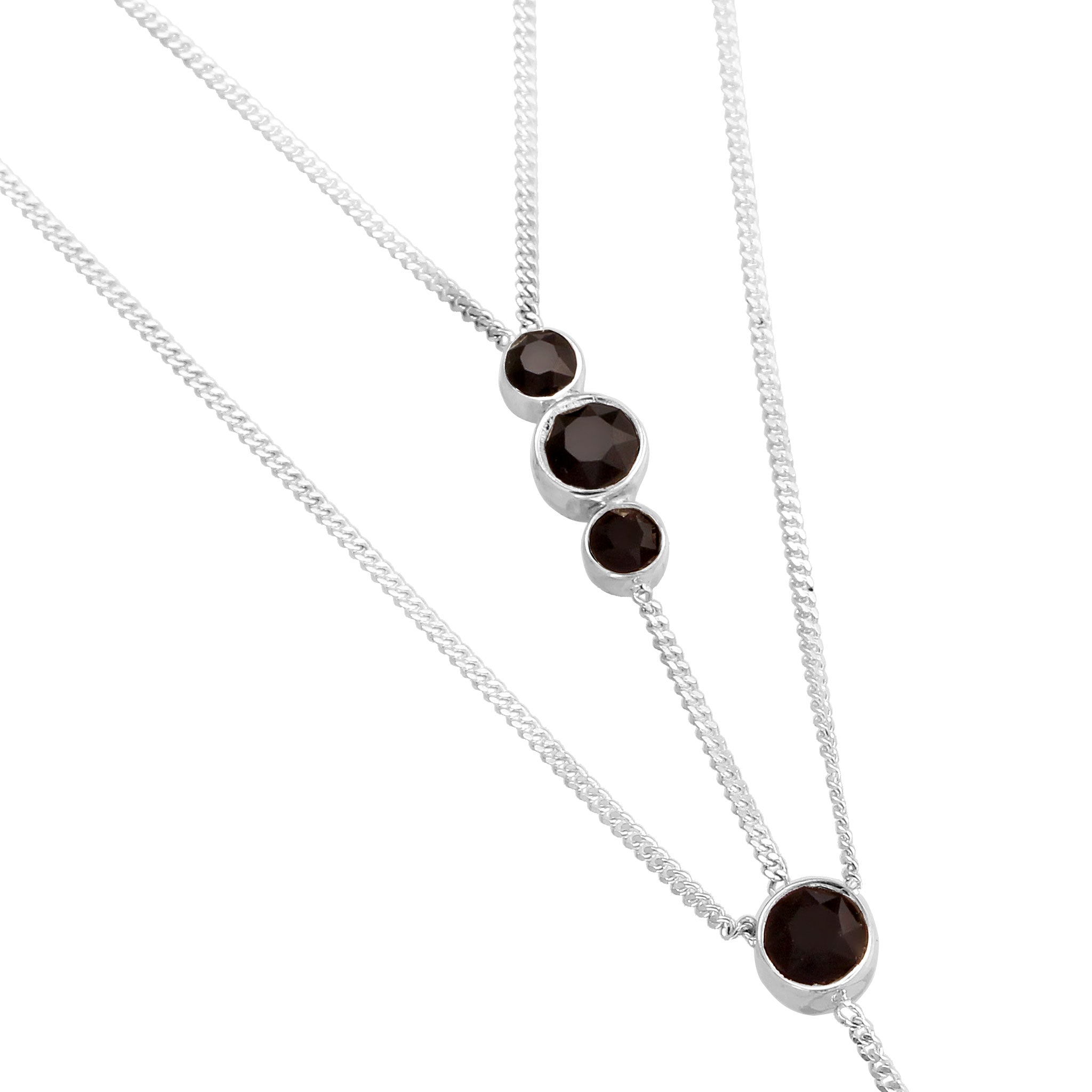 Schwarz - Elli | Layer Y-Halskette | Mit Kristallen von Swarovski® (Schwarz) | 925 Sterling Silber